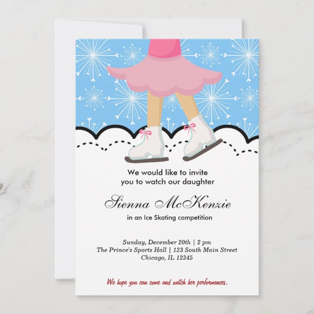 Convite Competição De Ice Skating (Azul) (Frente)