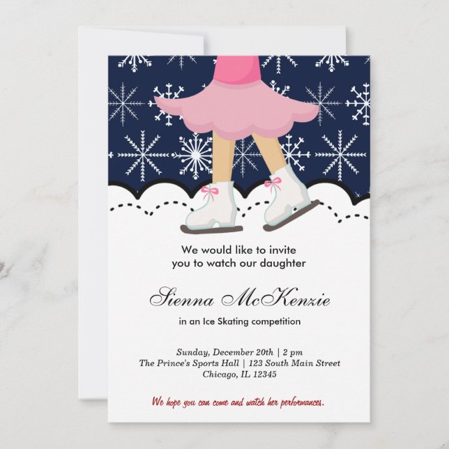 Convite Competição De Ice Skating (Azul Escuro) (Frente)