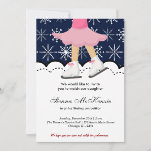 Convite Competição De Ice Skating (Azul Escuro)