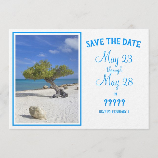 Convite Completely Editable Save the Date Aruba Divi Tree (Frente)