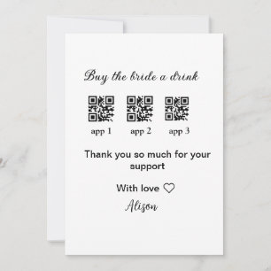 Convite comprar bebida para a noiva ler código QR obrigado
