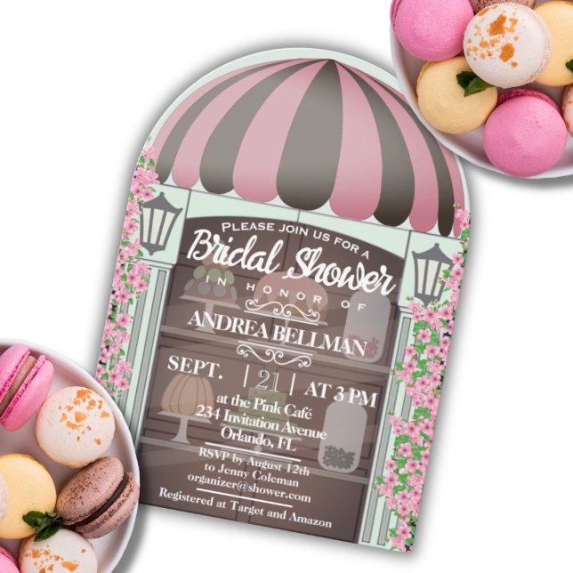 Convite Compro de padaria janela Chá de panela francês (Arch shaped Bridal Shower Invitation)
