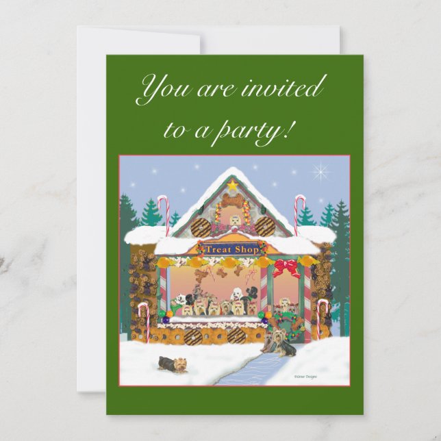 Convite Compro de Terrier Christmas Treat Convida Yorkshir (Frente)