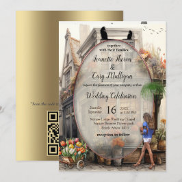 Convite Compro Flor Anton Pieck antigo estilo Art