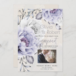 Convite COMPROMISSO | Flor de Lilás Rústico e Peônia de Al