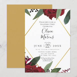 Convite COMPROMISSO Floral Marsala Burgundy Rico e Elega