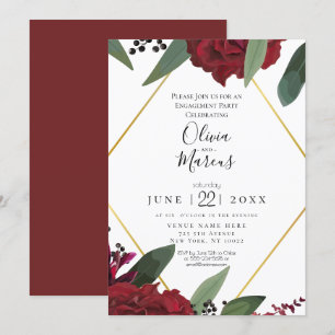 Convite COMPROMISSO Floral Marsala Burgundy Rico e Elega