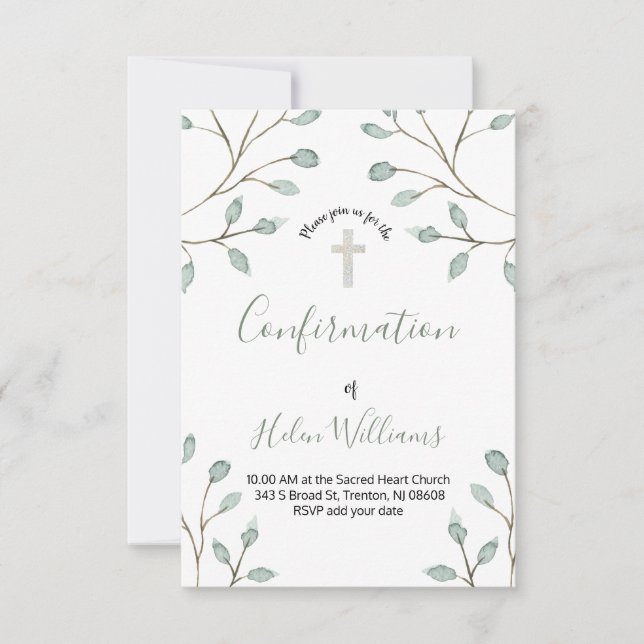 Convite comprovação de decor de aquarela de folhagem (Frente)