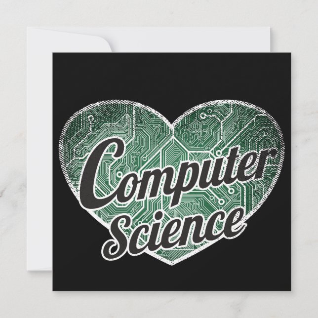 Convite Computação Retro Heart Blackboard Love (Frente)