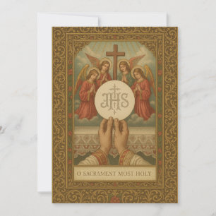Convite Comunhão Eucaristia Padre Missa Vintage