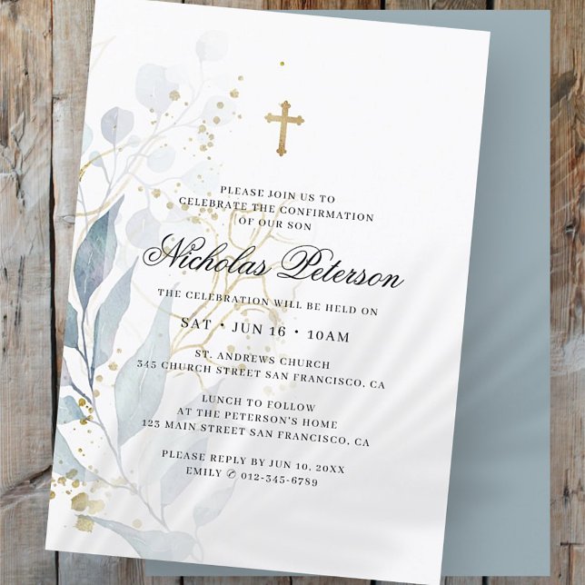Convite Comunhão Para Ele | Folhagem Dourada  (Criador carregado)