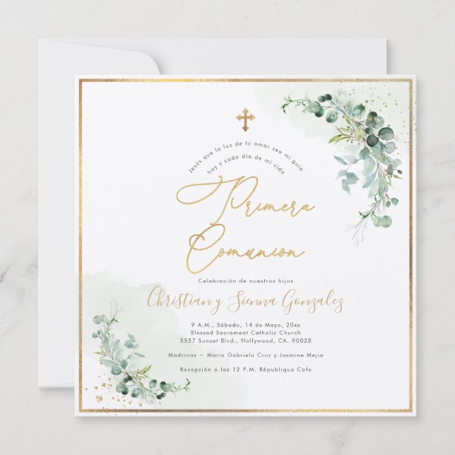 Convite Comunicação PixDezines H2 Eucalyptus Primera (Frente)