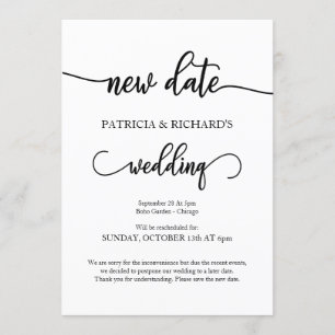 Convite Comunicado de Casamento Adiado para Nova Data
