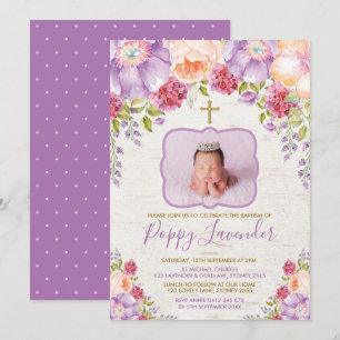 Convite Comunidade de Batismo Floral Violeta Roxo