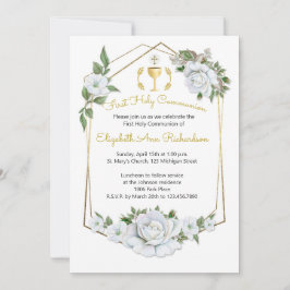 Convite Comunidade de Moldura Geométrica de Rosas Brancas