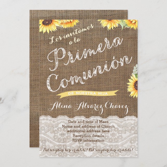 Convite Comunidade Espanhola de 1rua Convidada para Menina (Frente/Verso)