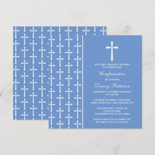 Convite Comunidade ou Confirmação Santa Cruz Azul e Branca (Frente/Verso)