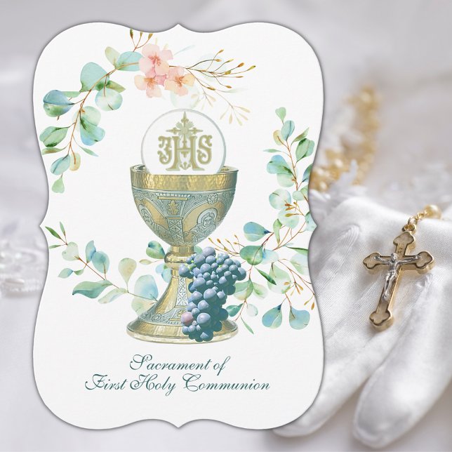 Convite Comunidade Santa Católica Tradicional Eucalyptus (First Holy Communion Invitations)