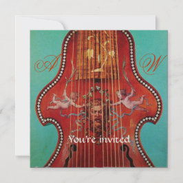 Convite CONCERTO DE MÚSICA ANTIGA,CASAMENTO,Monograma Verm