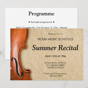 Convite Concerto de Recital de Violino Música Clássica