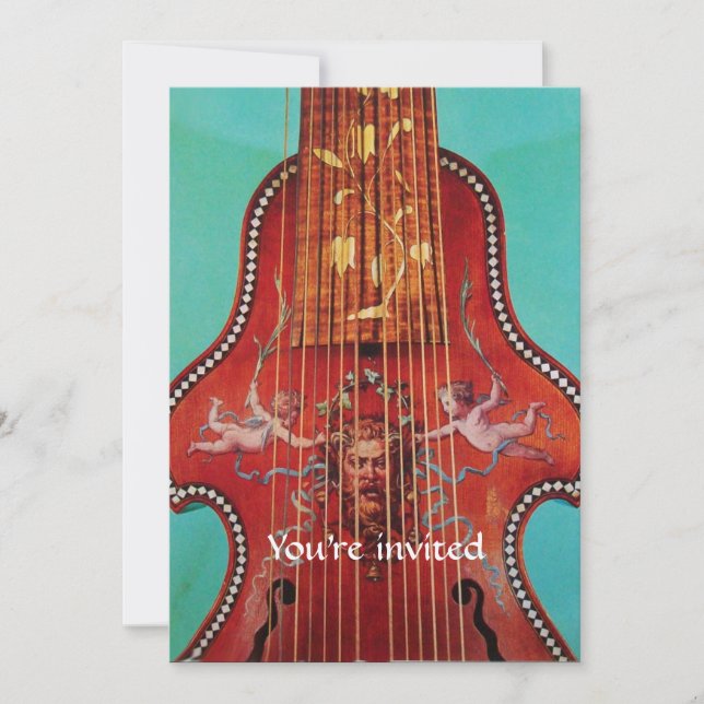 Convite CONCERTO,MÚSICA,CASAMENTO,Champanhe de Turquesa Az (Frente)