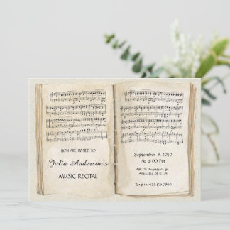 Convite concerto vintage sheet music book