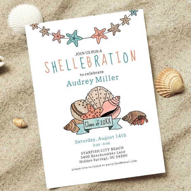 Convite Conchas com Foto Indo Longe do Partido do Formando (Criador carregado)