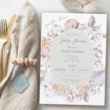 Conchas de Aquarela Costeira e Chás de Bebê Florai