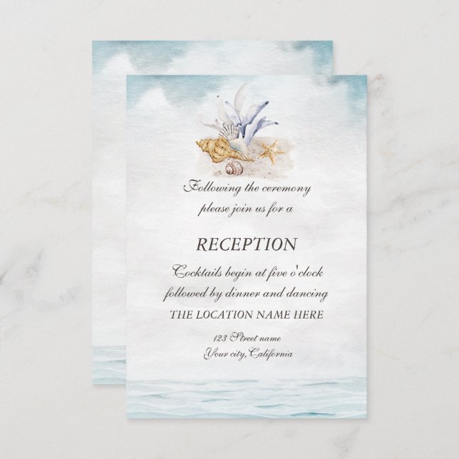 Convite Conchas de Aquarela,Recepção Marítima (Frente/Verso)