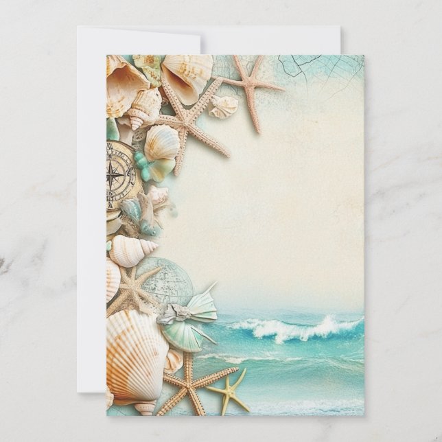 Convite Conchas de casamentos de praia (Frente)