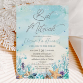 Convite Conchas de Coral da Praia Debaixo do Mar Bat Mitzv