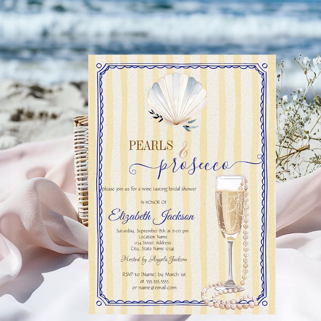 Convite Conchas de Pérolas & Prosecco Listras Amarelas (Criador carregado)