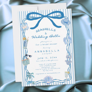 Convite Conchas Desenhadas à Mão Sininhos de Casamento Chu