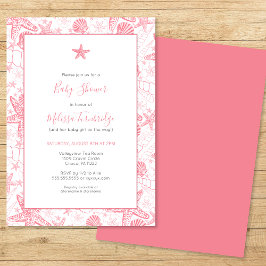 Convite Conchas do Mar e Chás de fraldas de Starfish