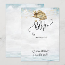Conchas do Mar, Mar, Luzes de Corda Script RSVP