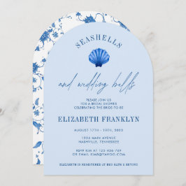 Convite Conchas e Sininhos de Casamento CHUVA DE PRESENTES