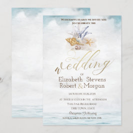 Convite Conchas em Aquarela, Casamento no Mar