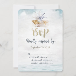Convite Conchas em Aquarela,Resposta de Casamento no Mar 