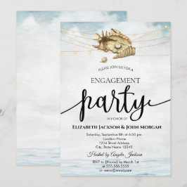 Convite Conchas,Mar,Noivado de Script das Luzes das Cordas