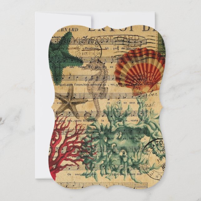 Convite conchas marinhas costeiras tropicais (Frente)