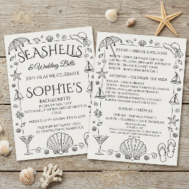 Convite Conchas Marinhas e Sinetas de Casamento Bela Solte