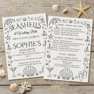 Convite Conchas Marinhas e Sinetas de Casamento Bela Solte