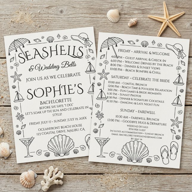 Convite Conchas Marinhas e Sinetas de Casamento Bela Solte (Criador carregado)