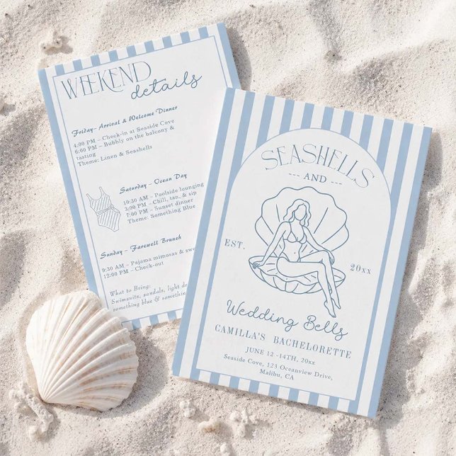 Convite Conchas Marinhas E Sininhos De Casamento Festa De  (Criador carregado)