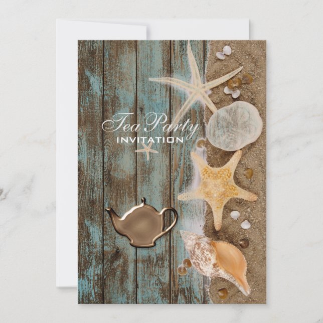 Convite conchas marinhas elegantes festa de chá para chá d (Frente)