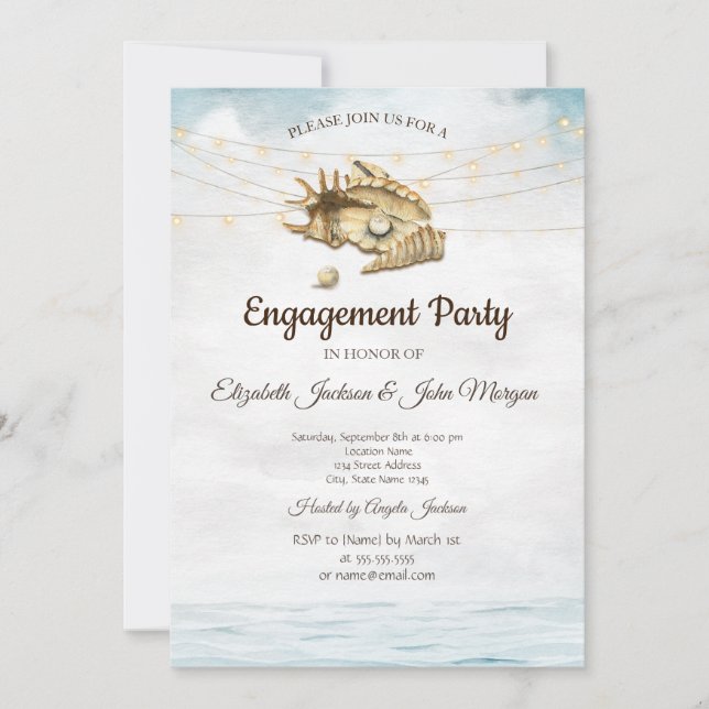 Convite Conchas Marinhas,Rede de Luzes Marinhas Roteiro de (Frente)