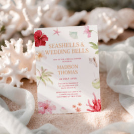 Convite Conchas & Sininhos de Casamento Chás de Noiva Trop