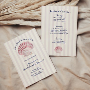 Convite Conchas & Sininhos de Casamento Rosa Azul-Claro De