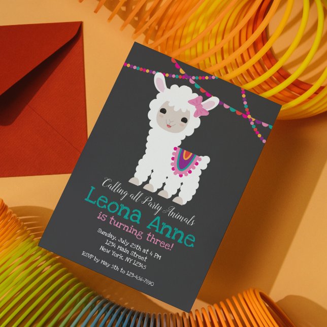 Convite Concurso de Aniversário do Chalkboard Lama Alpaca (Criador carregado)