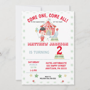 Convite Concurso de aniversário do Circus, venha um, venha